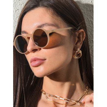 

Round Frame UV Protection Sunglasses, Beige