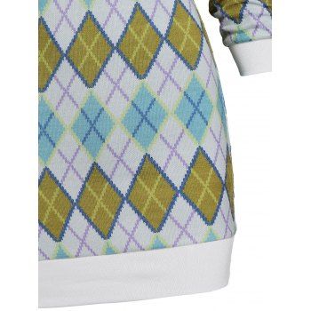 Tribal Argyle Geometric Pattern Skew Collar Sweater Bodycon Dress