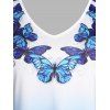T-shirt Mouchoir en Couleur Ombrée à Imprimé Papillon de Grande Taille - multicolor 1X