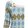 Robe Pull Moulante Losange à Col Oblique - multicolor XXL