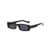 Slim Rectangle Frame Wide Arm Sunglasses - BLACK 