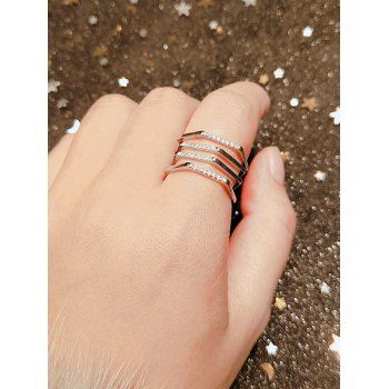 

Multi-Layered Rinestone Inlaid Open Ring, Rose gold