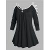 T-shirt à Epaules Dénudées à Bretelles Grande Taille - Noir 3X