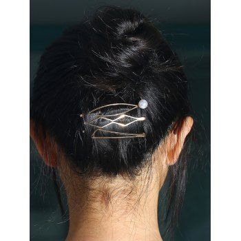 

3 Pcs Geometric Faux Pearl Hair Pins, Golden