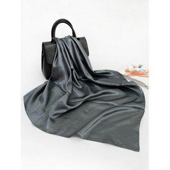 

Solid Color Square Silky Scarf, Gray