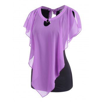 

Colorblock O Ring Tie Back Top, Purple