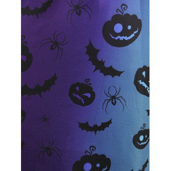 Plus Size Grommet Pumpkin Bat Print Dress