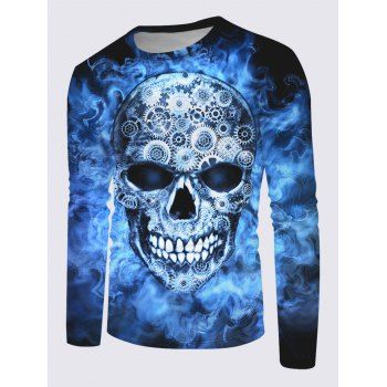 

Long Sleeve Gears Skull Print T-shirt, Multicolor