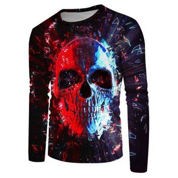 

Long Sleeve Contrast Skull Print T-shirt, Multicolor