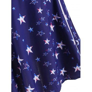 Plus Size Flutter Sleeve Star Print Skirted Two Piece Swimwear