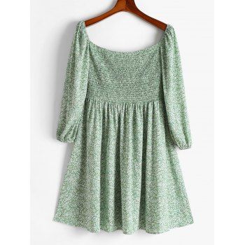 

Plus Size Floral Smocked Dress, Light green