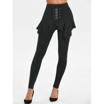 

Buckled High Rise Skirted Pants, Black