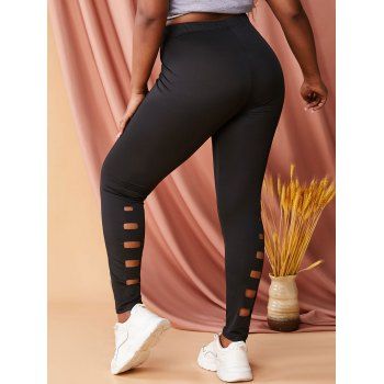 

Plus Size Ladder Ripped High Rise Leggings, Black