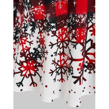 Christmas Party Dress Plaid Snowflake Print Sleeveless Dress