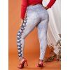 Plus Size 3D Butterfly Lace-up Print Jeggings - DARK GRAY 5X