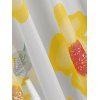 Plus Size Flutter Sleeve Flower Print Mesh Handkerchief Two Piece Swimwear - YELLOW 4X