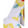 Plus Size Flutter Sleeve Flower Print Mesh Handkerchief Two Piece Swimwear - YELLOW 4X