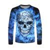 Long Sleeve Gears Skull Print T-shirt - multicolor 3XL