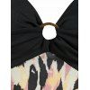 Leopard Print Handkerchief Sweater Dress - BLACK XXXL