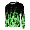 T-shirt Imprimé Flamme à Manches Longues - Vert XL