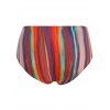 Plus Size Flutter Sleeve Colorful Striped Skirted Two Piece Swimwear - multicolor L