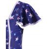 Plus Size Flutter Sleeve Star Print Skirted Two Piece Swimwear - DEEP BLUE 1X