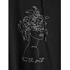 Plus Size Flower Girl Print Drop Shoulder Hoodie - BLACK 5XL