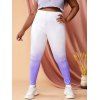Plus Size Ombre 3D Print High Waisted Skinny Jeggings - LIGHT PURPLE 5X