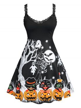 Plus Size Halloween Printed Flare Dress