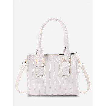 

Retro Textured Rectangle Handbag, White