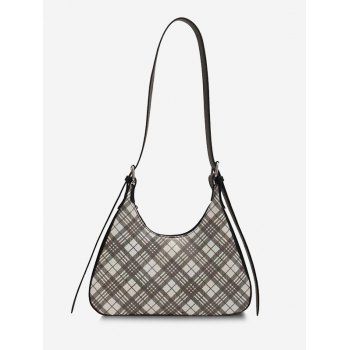 

Plaid Printed Casual Shoulder Bag, Black