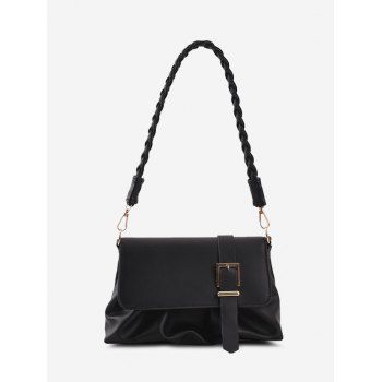

Wrinkle Braid Strap Cover Shoulder Bag, Black