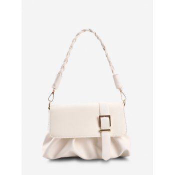 

Wrinkle Braid Strap Cover Shoulder Bag, White