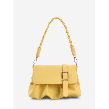 

Wrinkle Braid Strap Cover Shoulder Bag, Yellow