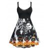 Plus Size Halloween Printed Flare Dress - BLACK 4X