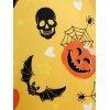 Plus Size Bat Pumpkin Print Halloween Dress - YELLOW 4X