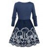 Plus Size Ruched Flower Embroidered T-shirt - DEEP BLUE 1X
