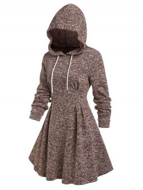 Mixed Color Knit High Waist Hooded Dress