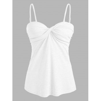 

Front Twist Heathered Tank Top, White