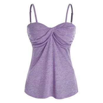 

Front Twist Heathered Tank Top, Light purple