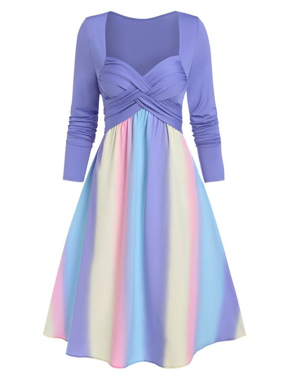 Robe Croisée Rayée à Imprimé Arc-en-ciel - multicolor XL
