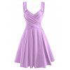 Robe Trapèze d'Eté Croisée avec Faux Bouton de Vacances Solide - Pourpre S