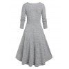 Knitted Button Buckle Asymmetric Dip Hem Dress - LIGHT GRAY L