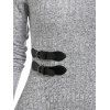 Knitted Button Buckle Asymmetric Dip Hem Dress - LIGHT GRAY M