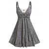 Robe Evasée Superposée Chinée à Volants et Faux Boutons Anneau en O - Gris Clair XL