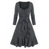 Robe Asymétrique Tordue en Avant à Volants - Gris Foncé L