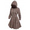 Robe à Capuche Tricotée en Couleur Mélangée à Taille Haute - Rouge foncé M