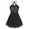 Plus Size Lace Panel Crisscross Babydoll Dress - BLACK 4X