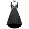 Robe Haute Basse à Motif Étoile Grande Taille - Noir 5X