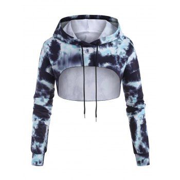 

Plus Size Super Cropped Tie Dye Hoodie, Deep blue